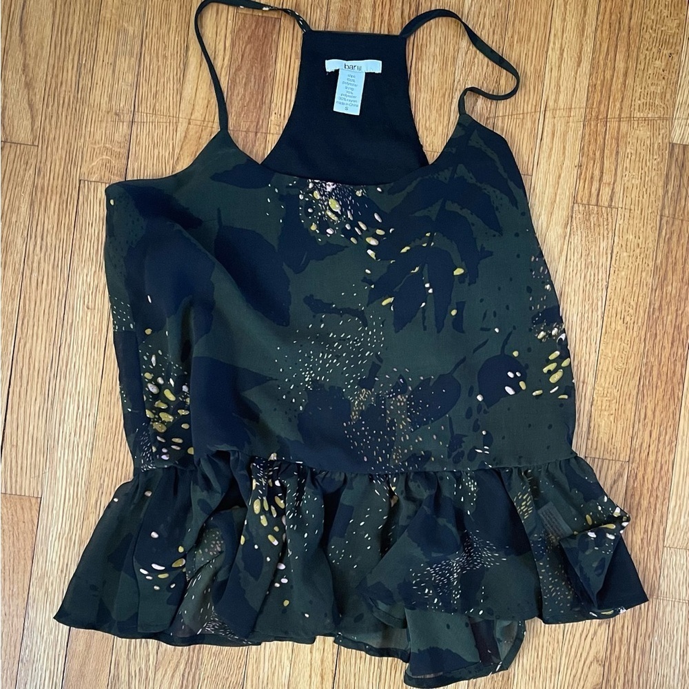 Bar lll Women’s S Green Crepe Print Sleeveless Top